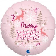 Pink Vintage Style Merry Xmas Balloon